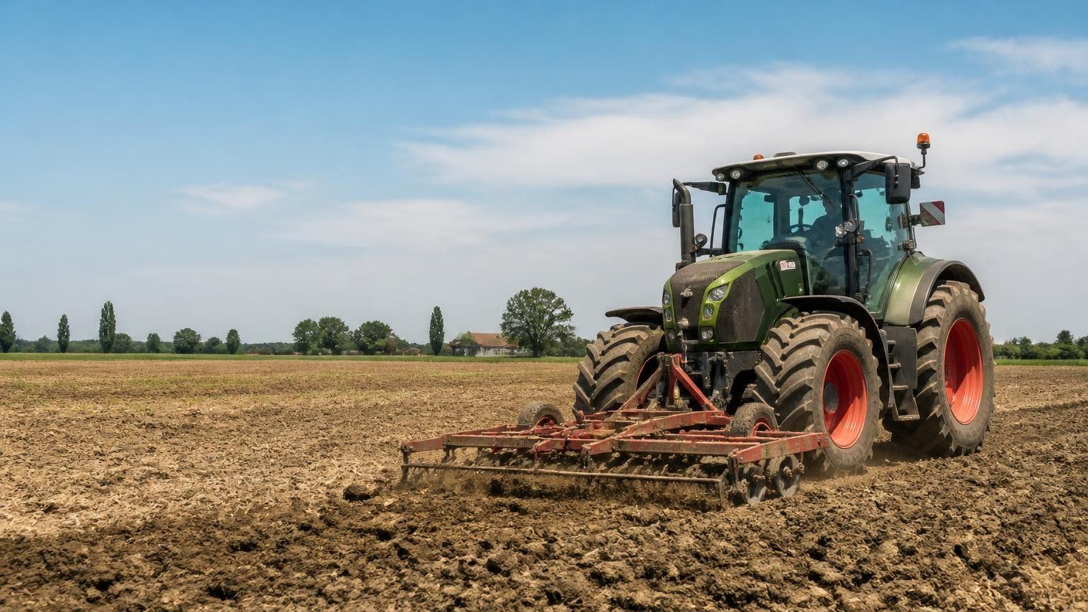 Trattore al lavoro in campo