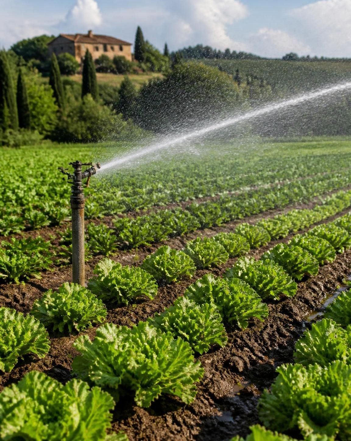 Irrigazione di una coltura ortiva