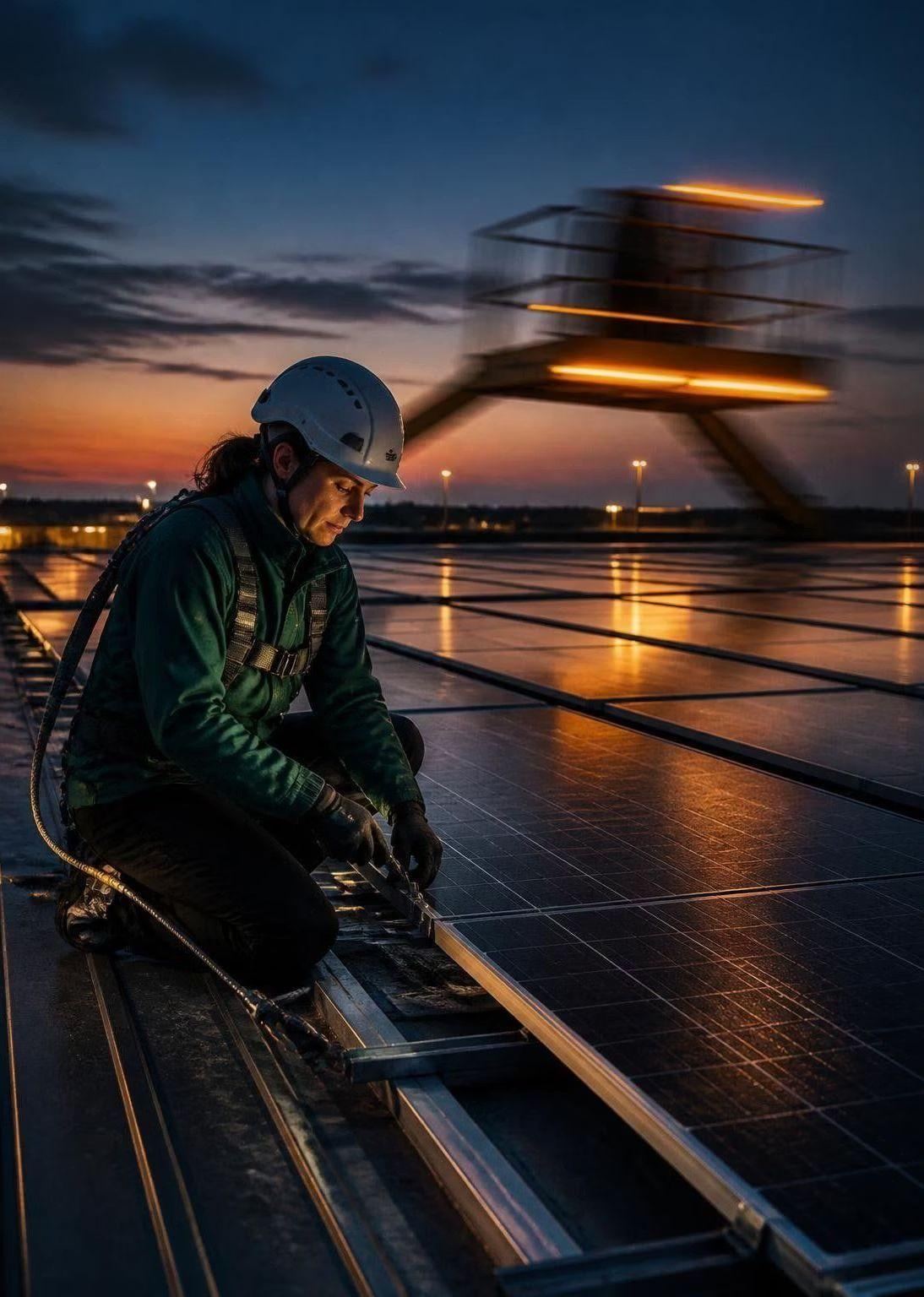Operatore sui moduli fotovoltaici